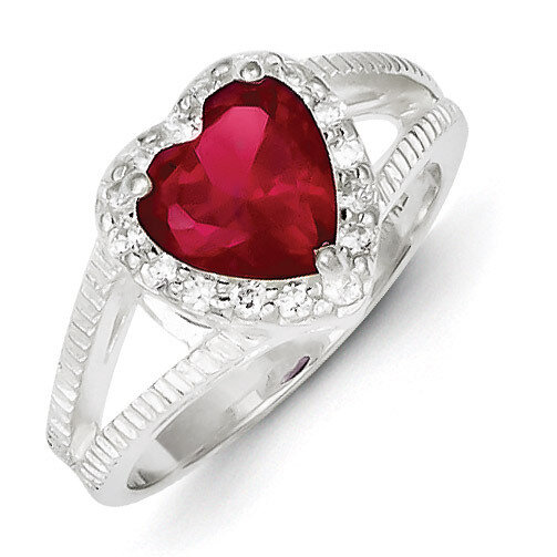 Red Diamond Heart Ring Sterling Silver QR4333, MPN: QR4333, 883957530772