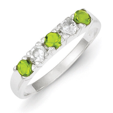 Lime Green & White Diamond Ring Sterling Silver QR4364