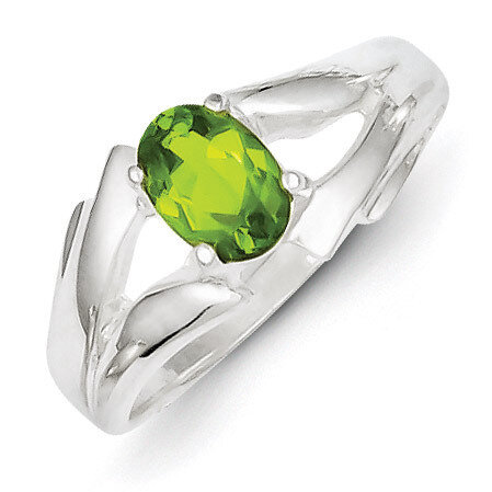 Lime Green Oval Diamond Ring Sterling Silver QR4367
