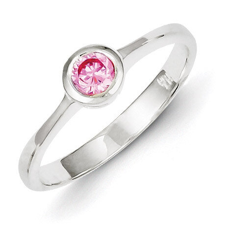Pink Round Bezel Diamond Ring Sterling Silver QR4372, MPN: QR4372, 883957547831