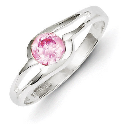 Pink Round Bezel Diamond Ring Sterling Silver QR4376, MPN: QR4376, 883957497808