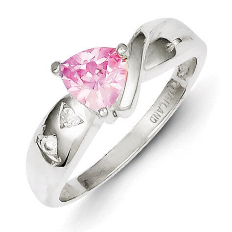 Pink Trillion Diamond Ring Sterling Silver QR4377, MPN: QR4377, 883957497815