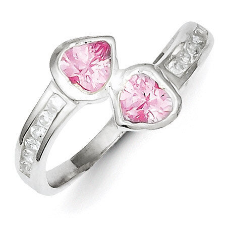 Pink Diamond Heart Ring Sterling Silver QR4390