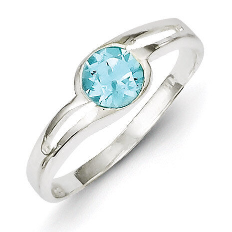 Light Blue Round Bezel Diamond Ring Sterling Silver QR4396, MPN: QR4396, 883957530819