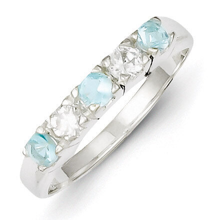 Light Blue &amp; White Diamond Ring Sterling Silver QR4401, MPN: QR4401, 883957537849