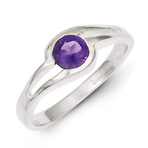Purple Round Bezel Diamond Ring Sterling Silver QR4428, MPN: QR4428, 883957522579