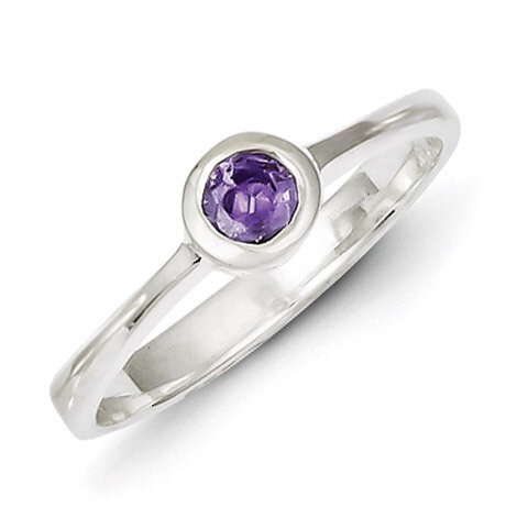 Purple Round Bezel Diamond Ring Sterling Silver QR4433, MPN: QR4433, 883957507897