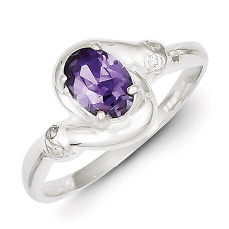 Purple Oval Diamond Ring Sterling Silver QR4436, MPN: QR4436, 883957541105