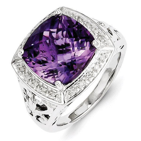 Amethyst and Diamond Ring Sterling Silver QR4473AM, MPN: QR4473AM, 883957405315