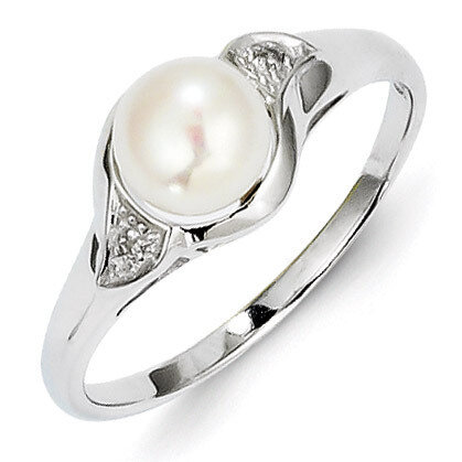 Cultured Pearl Ring Sterling Silver Rhodium-plated Diamond QR4485, MPN: QR4485, 883957491608
