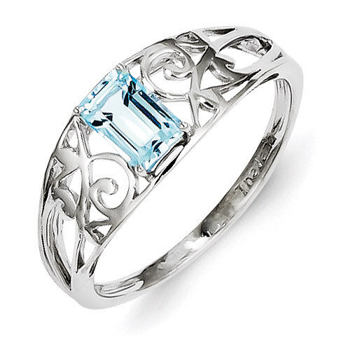 Sky Blue Topaz Ring Sterling Silver Rhodium-plated QR4503BT, MPN: QR4503BT, 883957365275