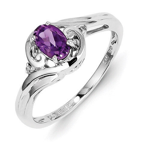 Amethyst Ring Sterling Silver Rhodium-plated Diamond QR4504AM, MPN: QR4504AM, 883957680224