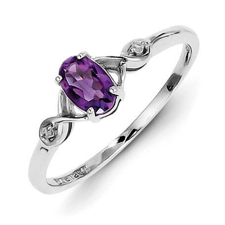Amethyst Oval Ring Sterling Silver Rhodium-plated Diamond QR4505AM, MPN: QR4505AM, 883957491639