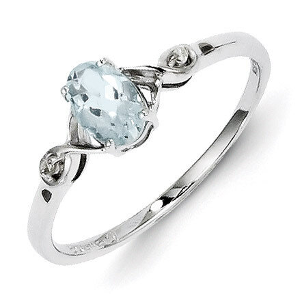 Aquamarine Oval Ring Sterling Silver Rhodium-plated Diamond QR4505AQ
