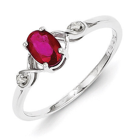 Oval Ruby Ring Sterling Silver Rhodium-plated Diamond QR4505R