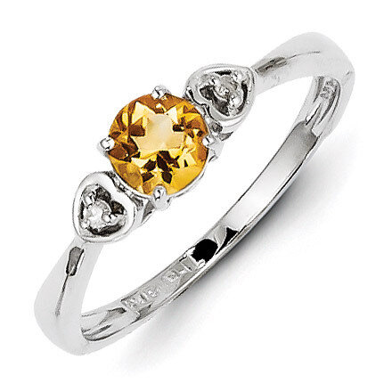 Citrine Round Ring Sterling Silver Rhodium-plated Diamond QR4511CI, MPN: QR4511CI, 883957365473