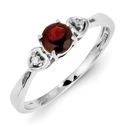 Garnet Ring Sterling Silver Rhodium-plated Diamond QR4511GA, MPN: QR4511GA, 883957482521