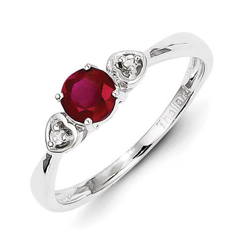 Ruby Ring Sterling Silver Rhodium-plated Diamond QR4511R, MPN: QR4511R, 883957680293