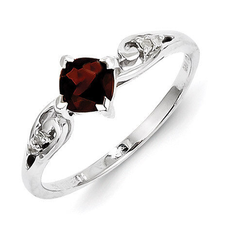 Garnet Cushion Ring Sterling Silver Rhodium-plated Diamond QR4513GA, MPN: QR4513GA, 883957464091