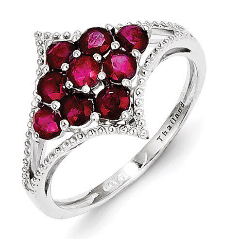 Ruby Ring Sterling Silver Rhodium-plated QR4514R, MPN: QR4514R, 883957406077