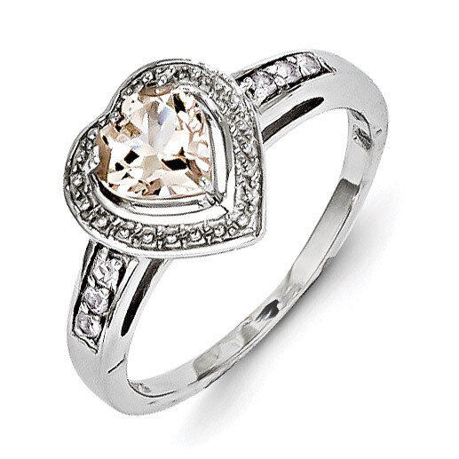 Morganite Heart Ring Sterling Silver QR4521, MPN: QR4521, 886774241210