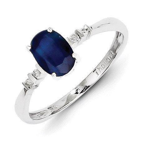 Sapphire Oval Ring Sterling Silver Rhodium-plated Diamond QR4527S, MPN: QR4527S, 883957365701