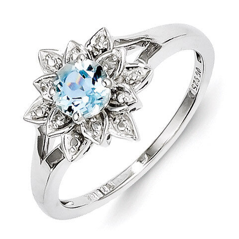 Light Blue Topaz Ring Diamond Sterling Silver QR4533BT, MPN: QR4533BT, 883957680392