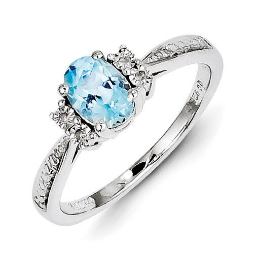 Light Blue Topaz Ring Diamond Sterling Silver QR4535BT, MPN: QR4535BT, 883957498119