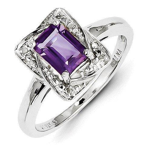 Amethyst Ring Diamond Sterling Silver QR4538AM, MPN: QR4538AM, 883957507958