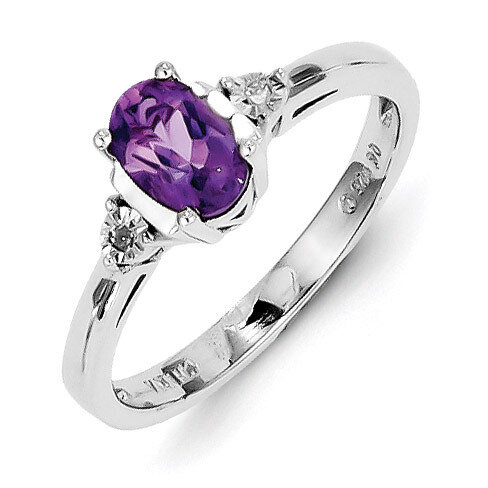 Amethyst Ring Diamond Sterling Silver QR4541AM, MPN: QR4541AM, 883957365893