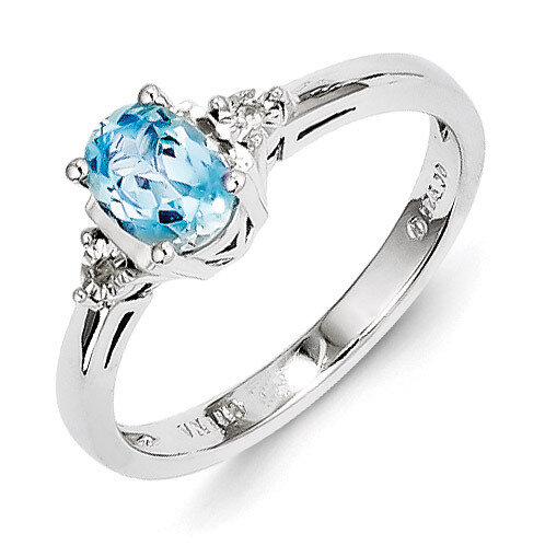 Light Blue Topaz Ring Diamond Sterling Silver QR4541BT, MPN: QR4541BT, 883957482682