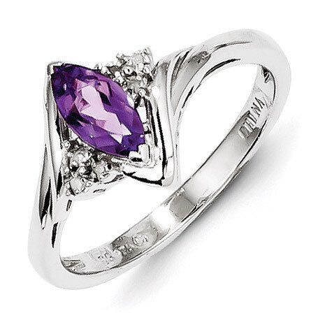 Amethyst Ring Diamond Sterling Silver QR4542AM, MPN: QR4542AM, 883957406695