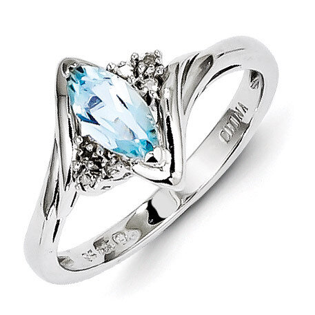 Light Blue Topaz Ring Diamond Sterling Silver QR4542BT, MPN: QR4542BT, 883957365978