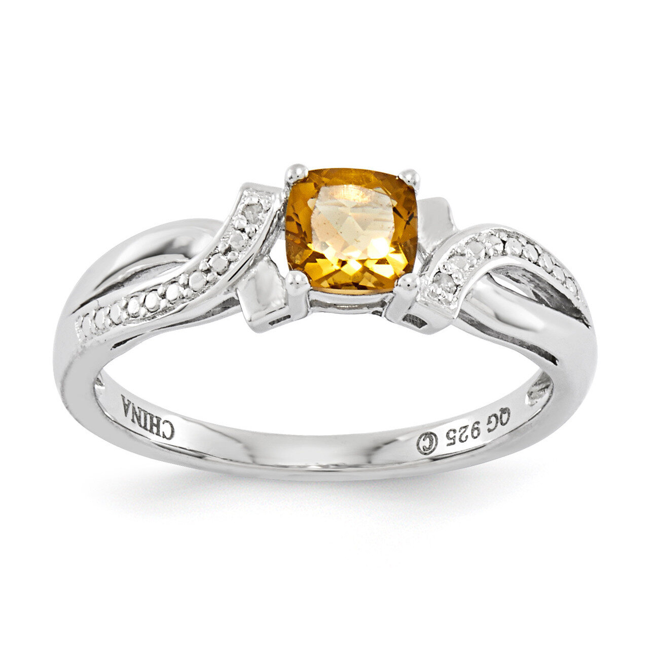 Whiskey Quartz Diamond Ring Sterling Silver QR4553WQ, MPN: QR4553WQ, 883957464589