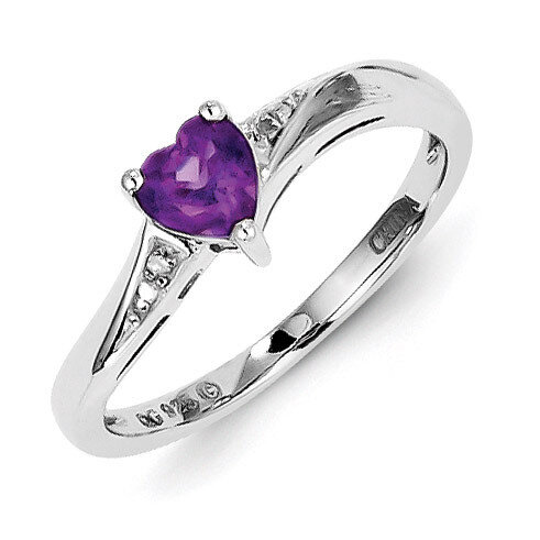 Amethyst Diamond Ring Sterling Silver QR4555AM, MPN: QR4555AM, 883957533988
