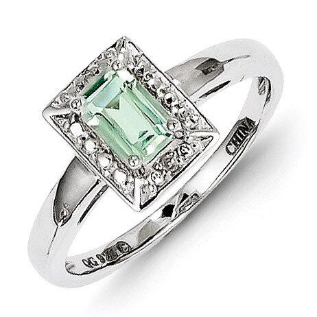 Green Quartz Diamond Ring Sterling Silver QR4557AG, MPN: QR4557AG, 883957464732
