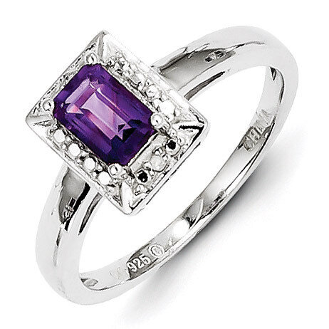 Amethyst Diamond Ring Sterling Silver QR4557AM, MPN: QR4557AM, 883957439457