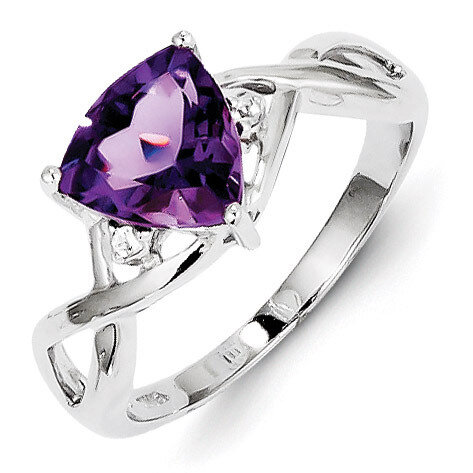 Amethyst White Topaz Trillion Ring Sterling Silver Rhodium-plated QR4630AM, MPN: QR4630AM, 88395740…