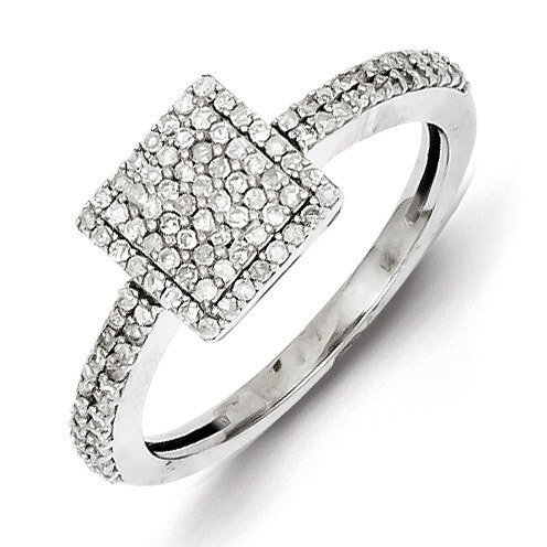 Square Ring Sterling Silver Diamond QR4758, MPN: QR4758, 883957366586