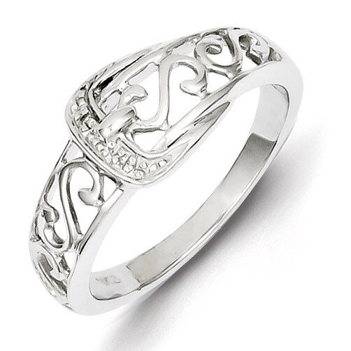 Buckle Ring Sterling Silver Rhodium-plated Diamond QR4895