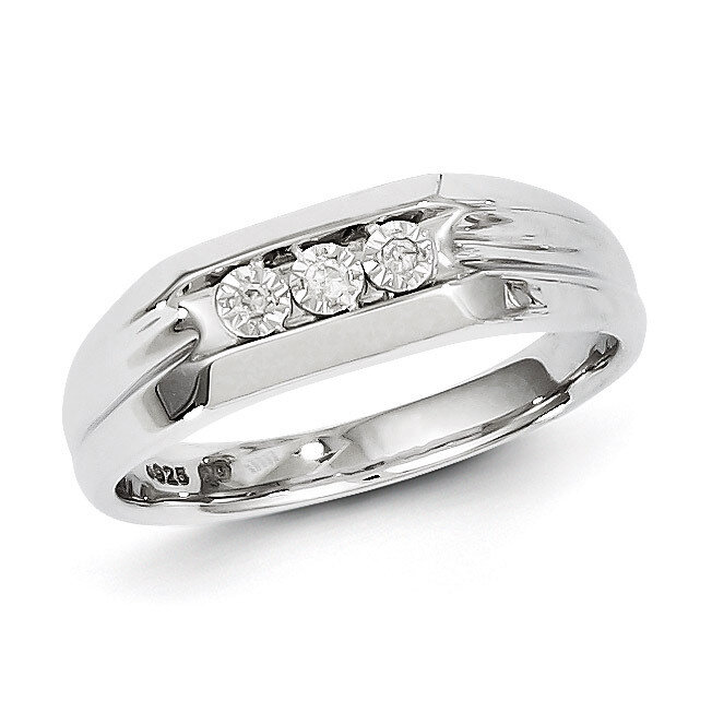Men's Ring Sterling Silver Rhodium-plated Diamond QR5050