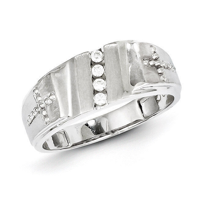 Cross Men&#39;s Ring Sterling Silver Rhodium-plated Diamond QR5096, MPN: QR5096, 883957440354