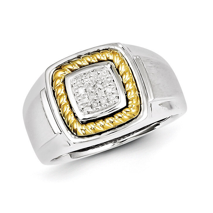 Yellow Gold Diamond Square Men&#39;s Ring Sterling Silver QR5107, MPN: QR5107, 883957284460