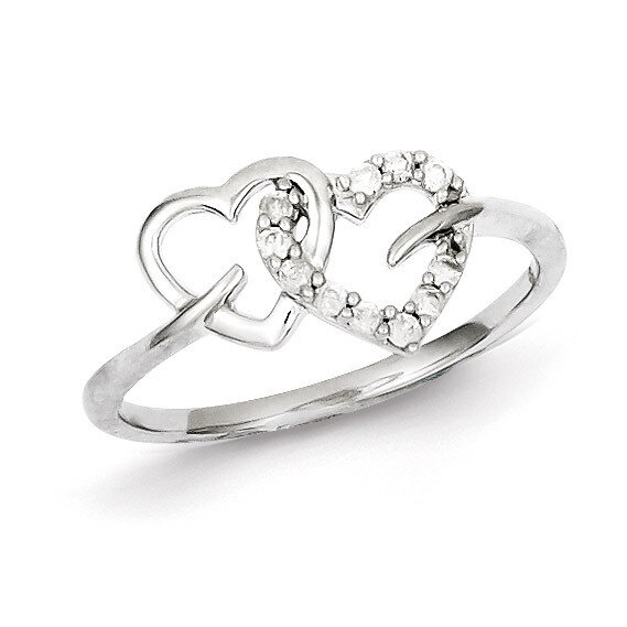 Double Heart Ring Sterling Silver Diamond QR5607, MPN: QR5607, 883957440415