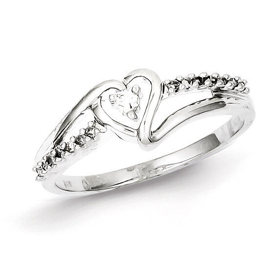 Heart Ring Sterling Silver Diamond QR5611, MPN: QR5611, 840940123724