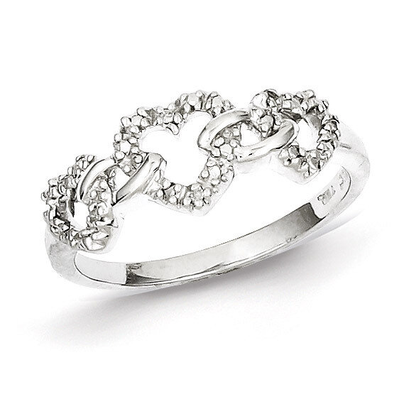 Triple Heart Ring Sterling Silver Rhodium-plated Diamond QR5622