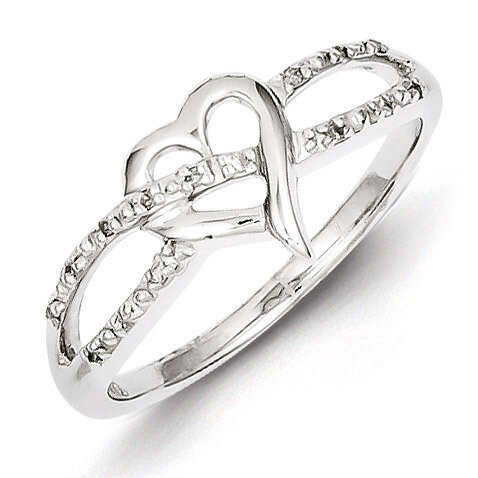 Heart Ring Sterling Silver Rhodium-plated Diamond QR5651, MPN: QR5651, 883957408347