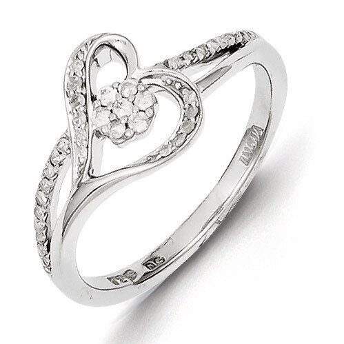 Heart Ring Sterling Silver Rhodium-plated Diamond QR5653, MPN: QR5653, 883957367132