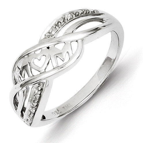 Heart Mom Ring Sterling Silver Rhodium-plated Diamond QR5685, MPN: QR5685, 883957498225