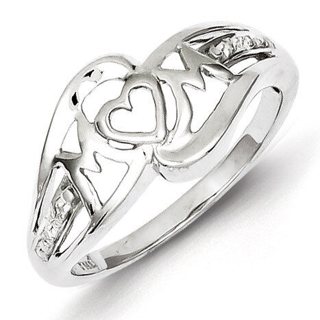 Heart Mom Ring Sterling Silver Rhodium-plated Diamond QR5687, MPN: QR5687, 883957408453